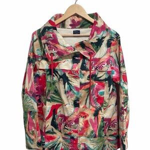 Jockey Multicolor Women's Utility Jacket Art Modern Print Floral Coastal Cotton